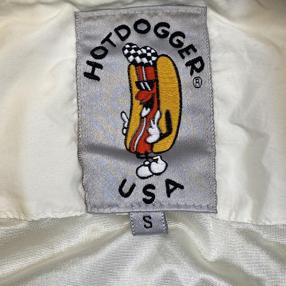 Vintage Hotdogger Jacket Mens Small White Nylon Bomber Surf Patch Made‎ USA 90s